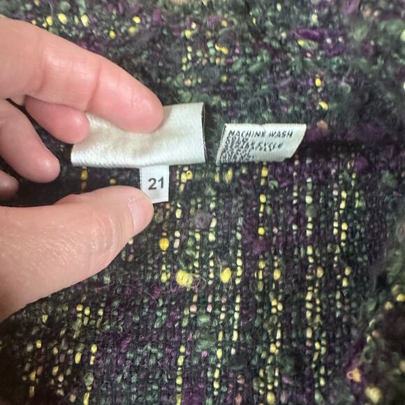 Vintage Chico’s Design Jacket Womens  Size 3 (XL) Green Purple Boucle Wool Blend - Picture 5 of 5